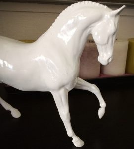 Do It Yourself of repainting Breyer model for home decor. Finished model.