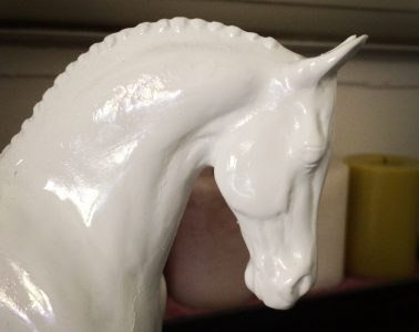 Do It Yourself of repainting Breyer model for home decor. Finished model detail.