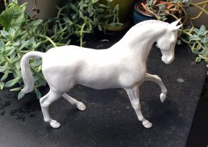 Do It Yourself of repainting Breyer model for home decor. Finished model alternative view.